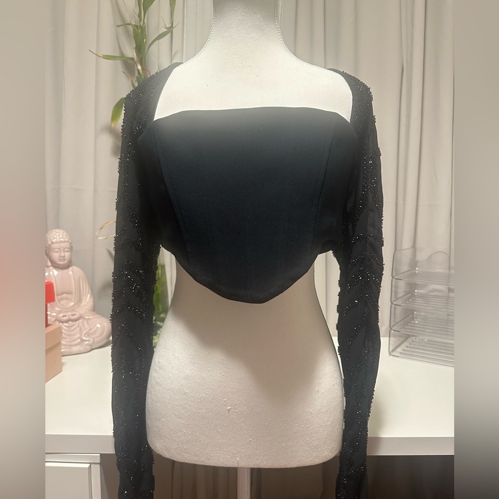 Oh Polly Black Sequins Corset Top